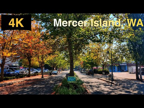 Downtown Mercer Island, WA Driving Tour in Fall 2022.