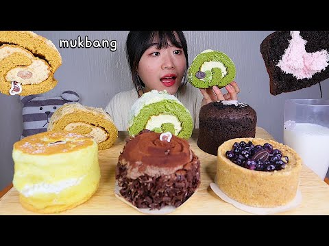 MUKBANG 스타벅스 제주 생크림롤과 케이크 디저트 먹방 STARBUCKS CAKE CREAM ROLL Dessert asmr スターバックス·ケーキ 咀嚼音