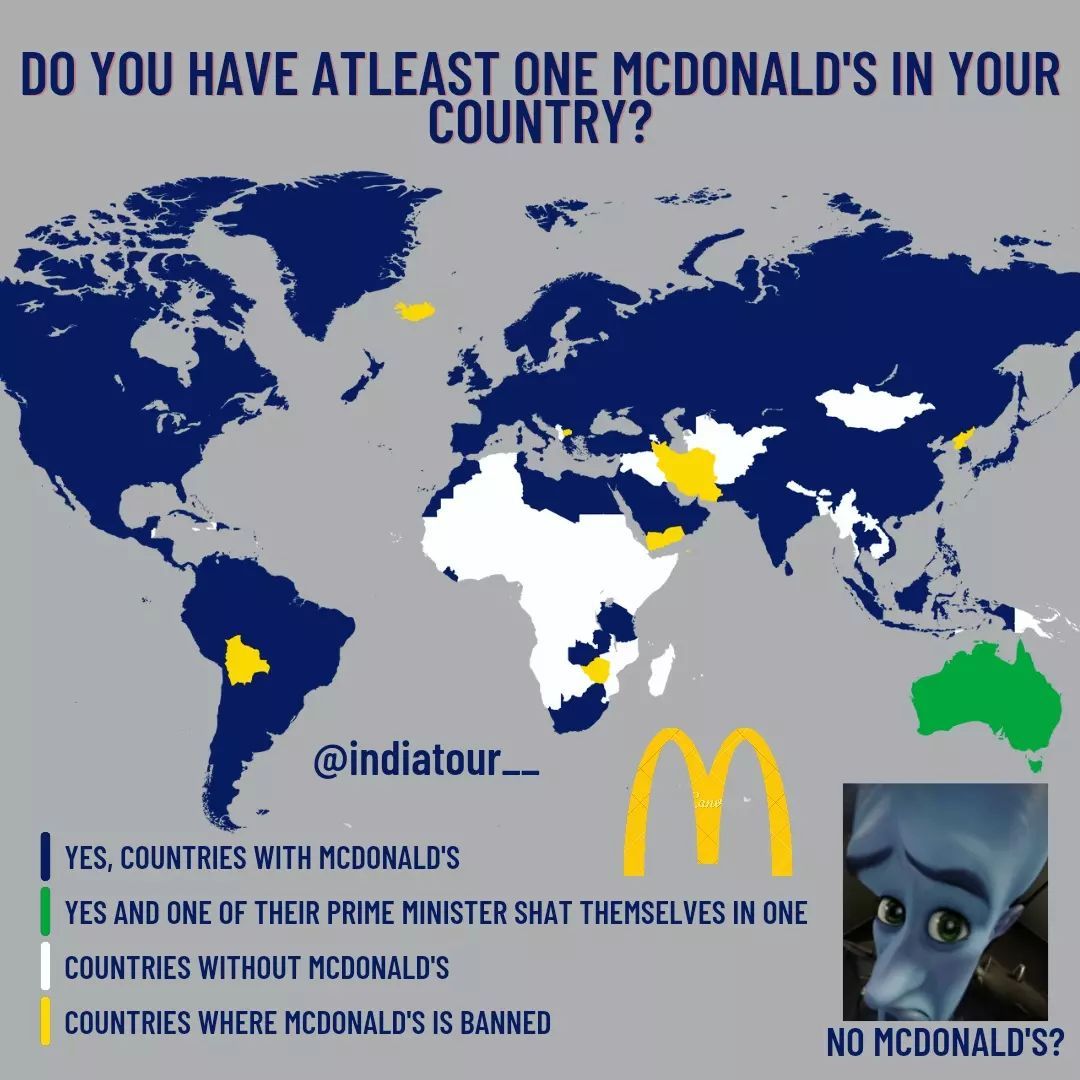 Countries Which Have/Not Have Mcdonald'S.... - Maps On The Web