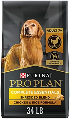 Amazon.Com: Purina Pro Plan Senior Dog Food With Probiotics For Dogs,  Shredded Blend Chicken & Rice Formula - 34 Lb. Bag : Pet Supplies