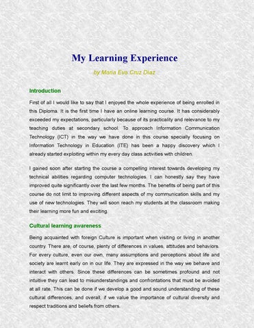 My Learning Experience By María Cru< - Issuu
